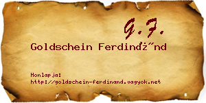 Goldschein Ferdinánd névjegykártya